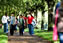 Photograph of students walking along a path in Victoria Park