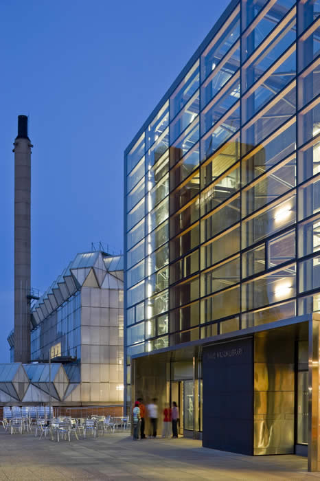 Front of Library showing Engineering Building in background