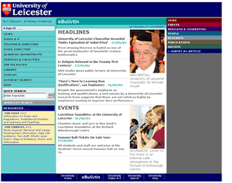 screenshot of new internal homepage